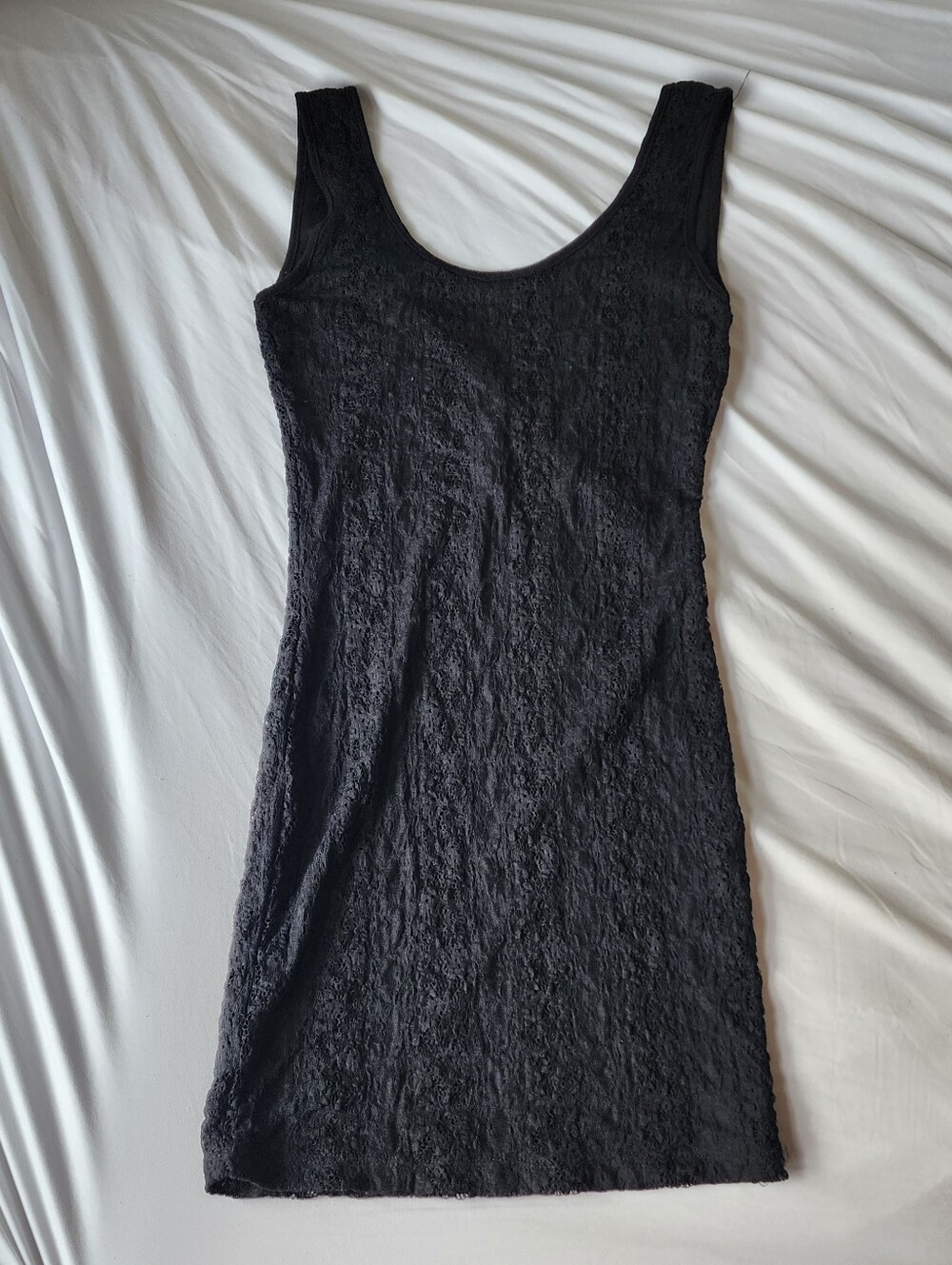 Poetry Lace Sleeveless Bodycon Mini Little Black Dress Size XS Low Cut Out Back